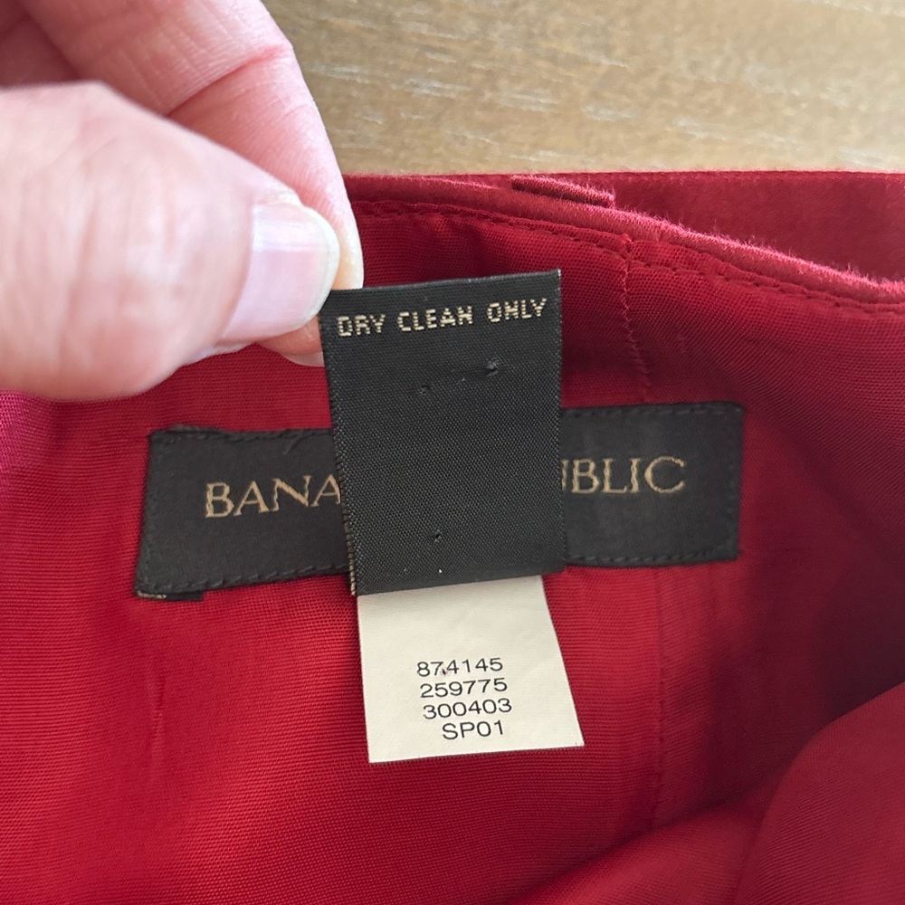 Banana Republic Vibrant Red Stretch Cotton Blend Belted Pencil Skirt, Sz 0 - Picture 8 of 8